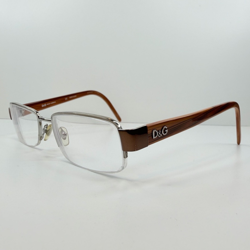 DOLCE & GABBANA D&G 5018 Half Rim Gunmetal/Wood Eyeglasses FRAMES ONLY 52•17•135